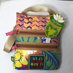 Lily bloom coated canvas crossbody bag